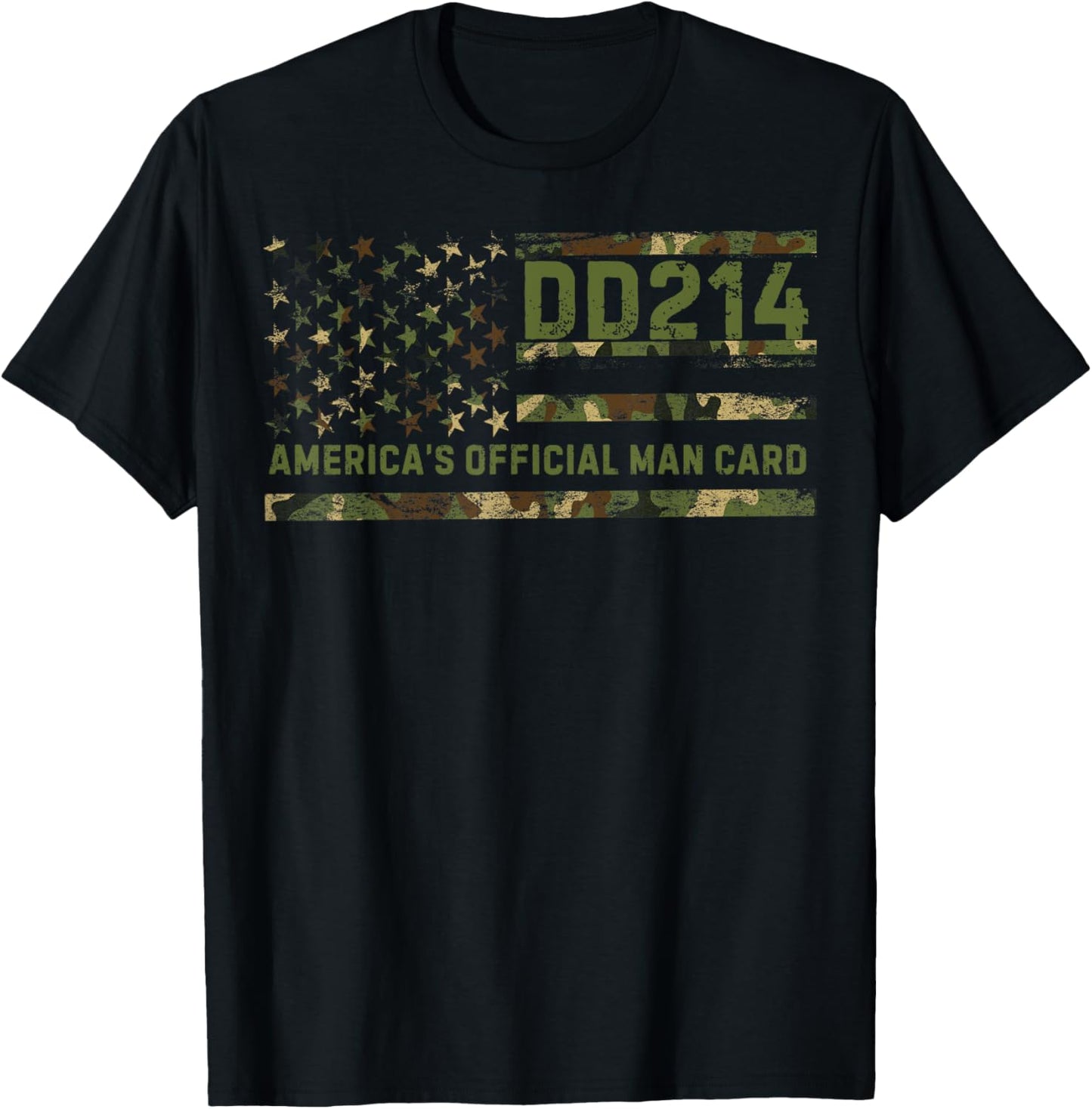 DD214 America’s Official Man Card Patriotic Veteran T-Shirt - T-Shirt | Black