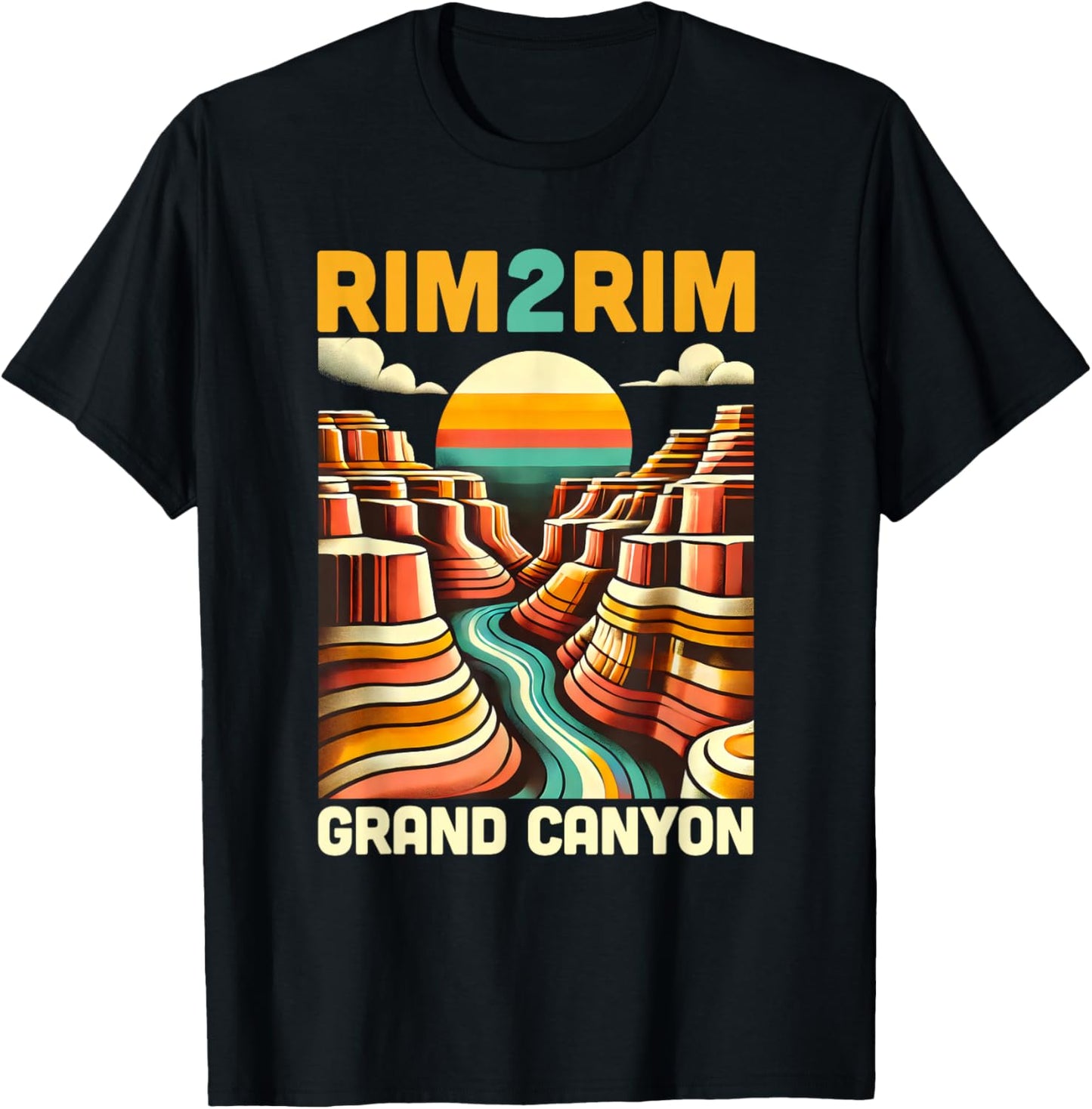 Vintage Rim 2 Rim Grand Canyon Trail Run, R2R2R Run Hiking T-Shirt - T-Shirt | Black