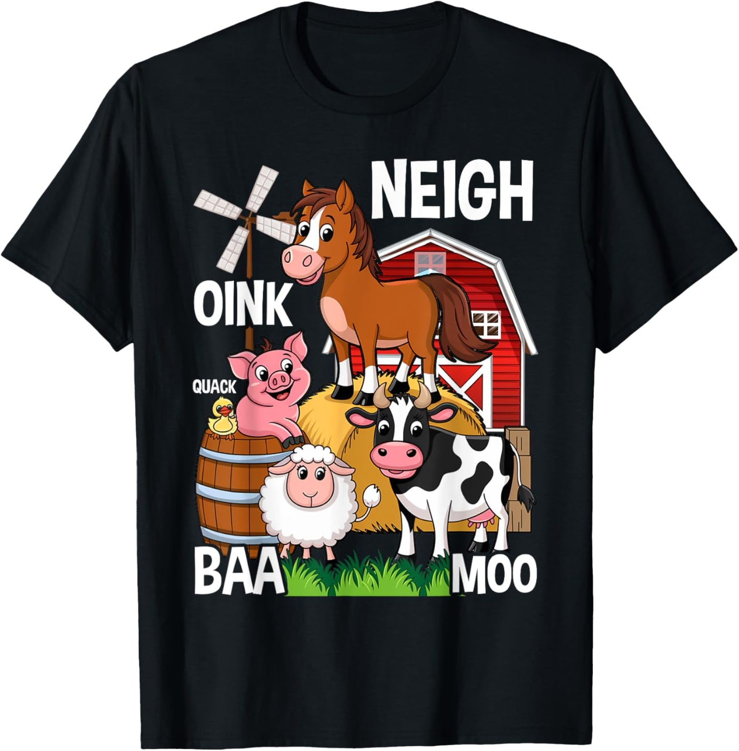 Cute Farm Animals With Sounds T-Shirt - T-Shirt | Black