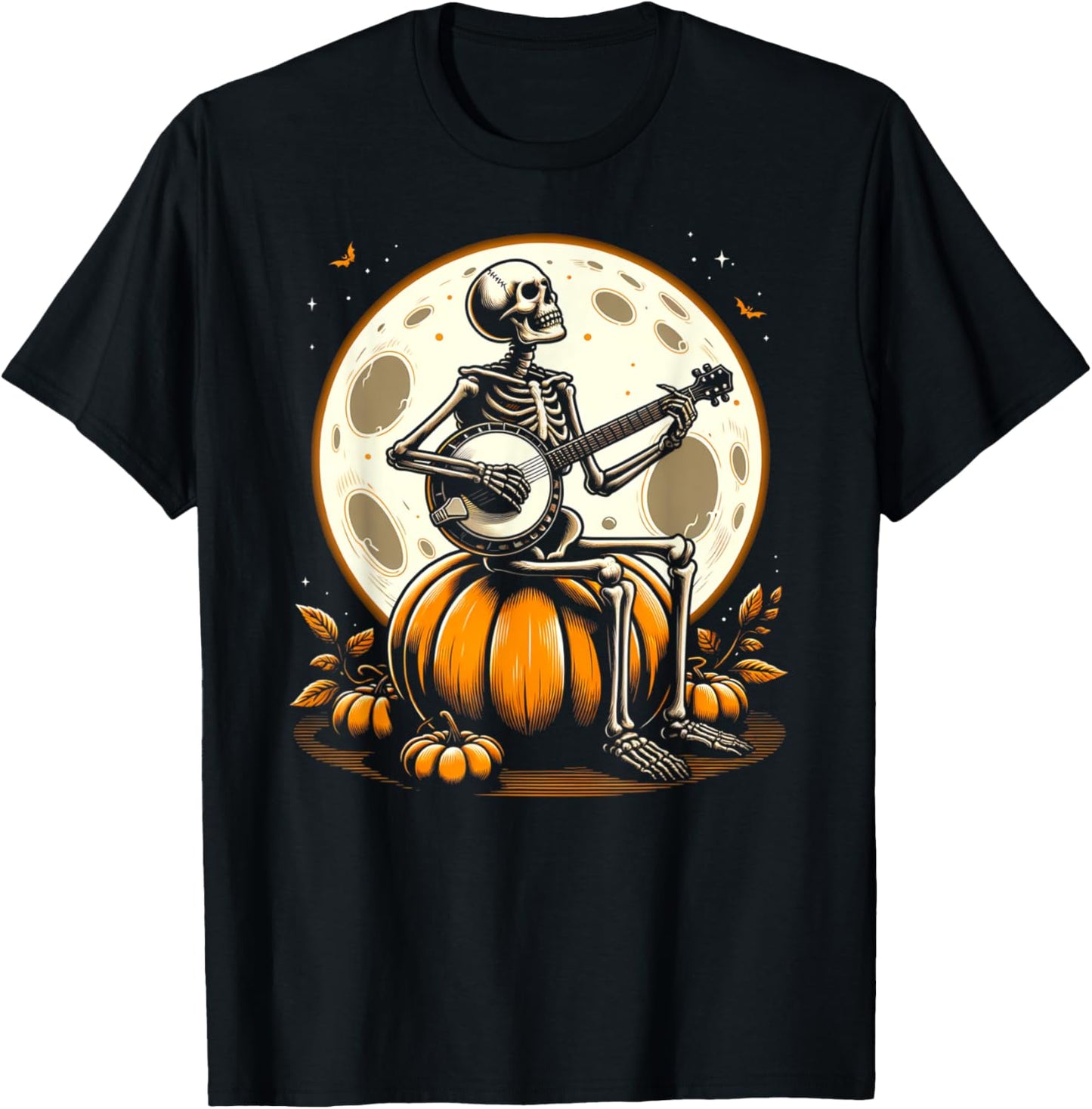 Funny Skeleton Playing Banjo Halloween Costume Men Women T-Shirt - T-Shirt | Black