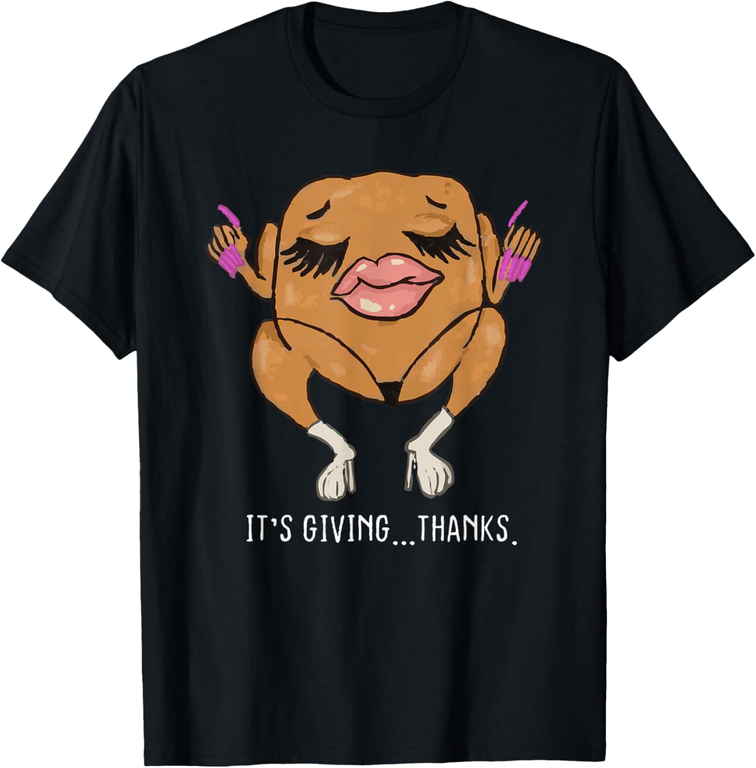 It’s Giving Thanks Turkey Funny Thanksgiving Meme T-Shirt - T-Shirt | Black