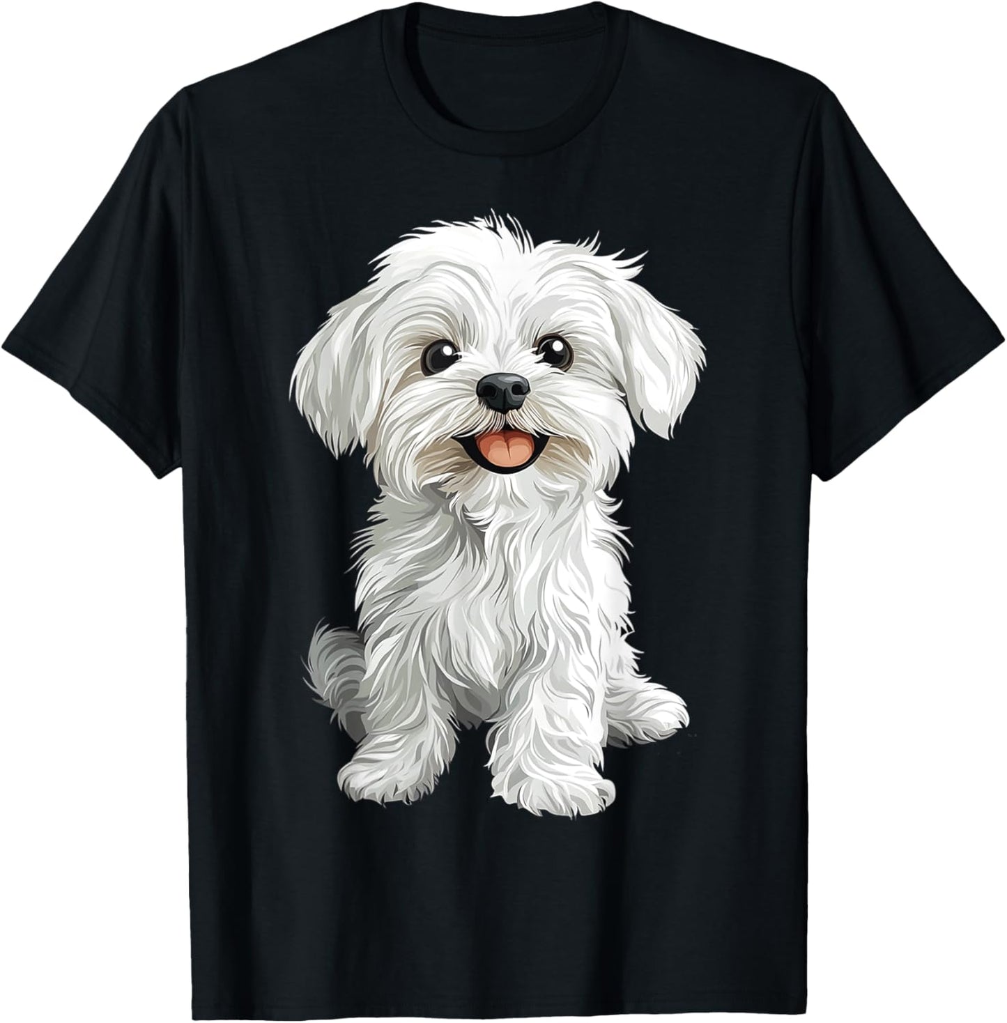 Maltese Dog Graphic Pet Illustration Maltese T-Shirt - T-Shirt | Black
