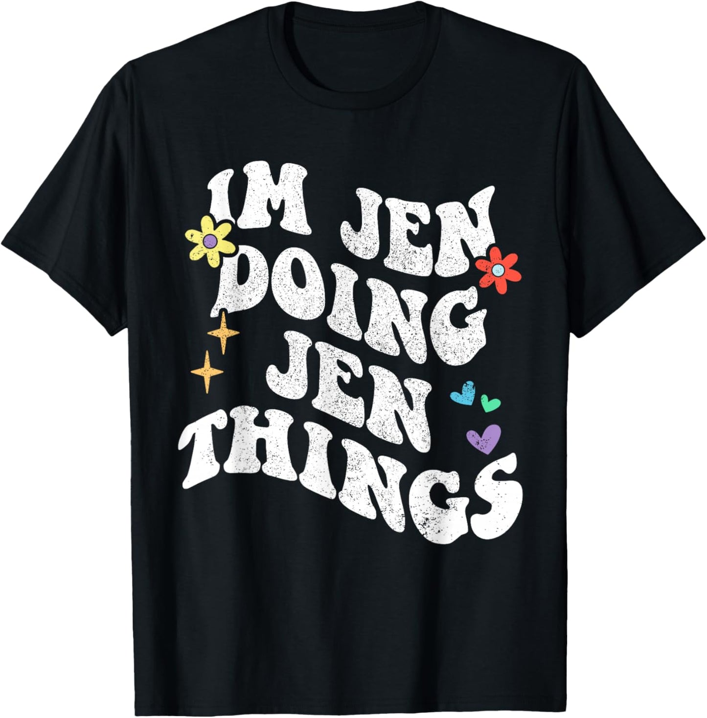 Retro Groovy Im Jen Doing Jen Things Funny Mother's Day T-Shirt - T-Shirt | Black