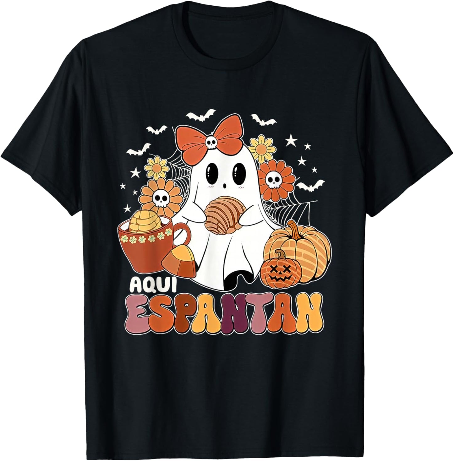 Aqui espantan Dia de Muertos Spanish Mexican Halloween Funny T-Shirt - T-Shirt | Black
