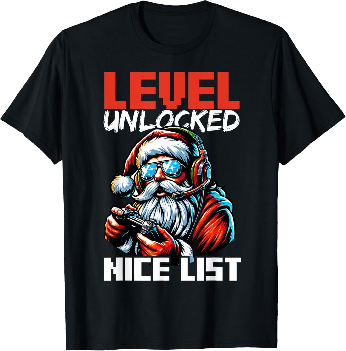 Christmas Gamer Boys Nice List Video Game Santa Xmas T-Shirt - T-Shirt | Black