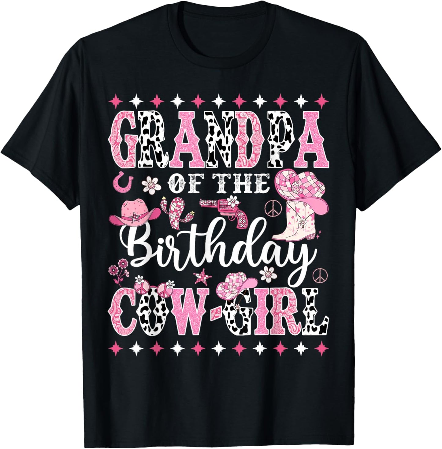 Grandpa Of The Birthday CowGirl Rodeo CowGirl Birthday T-Shirt - T-Shirt | Black