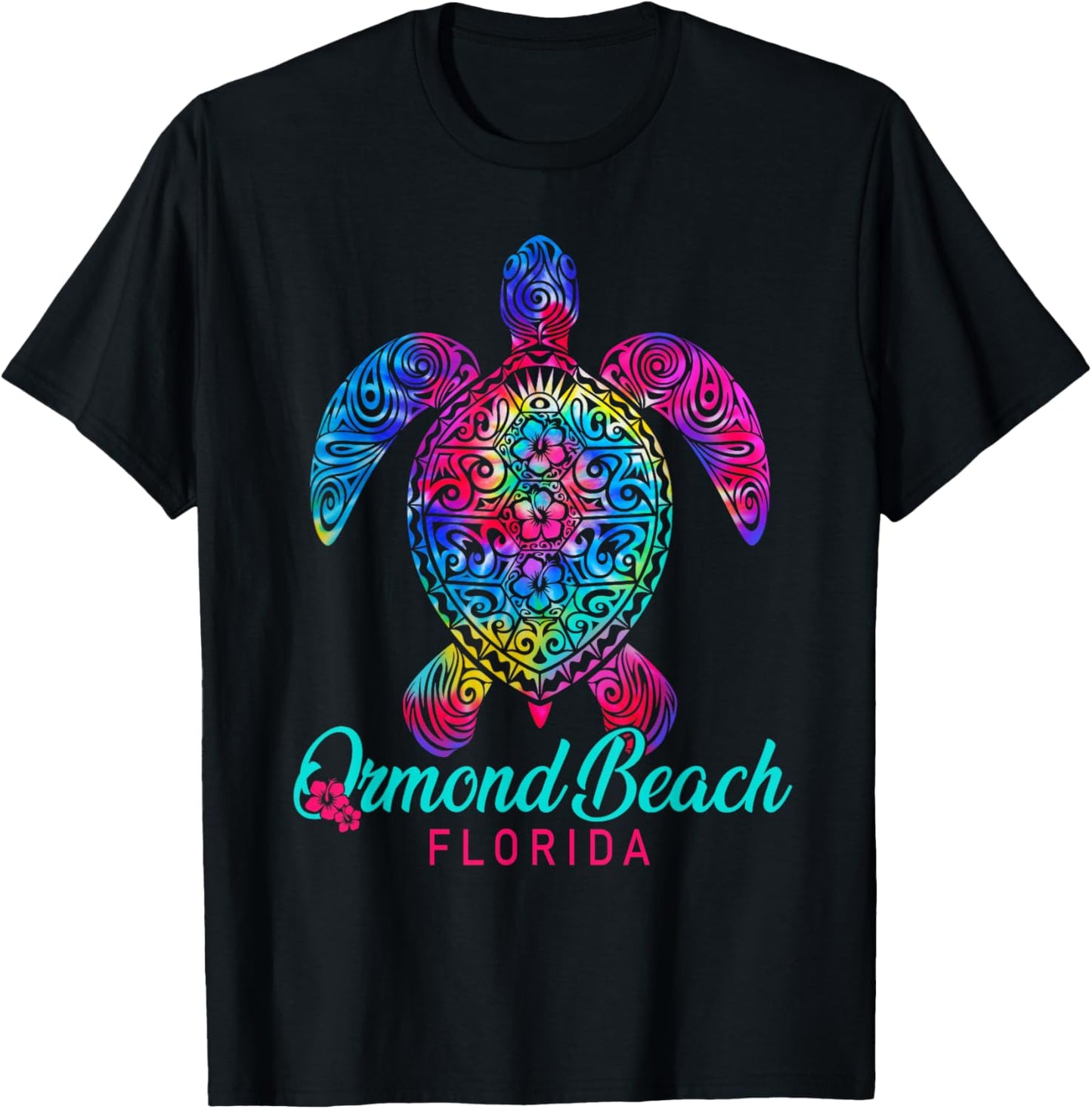 Ormond Beach Florida Tribal Tie Dye Sea Turtle T-Shirt - T-Shirt | Black
