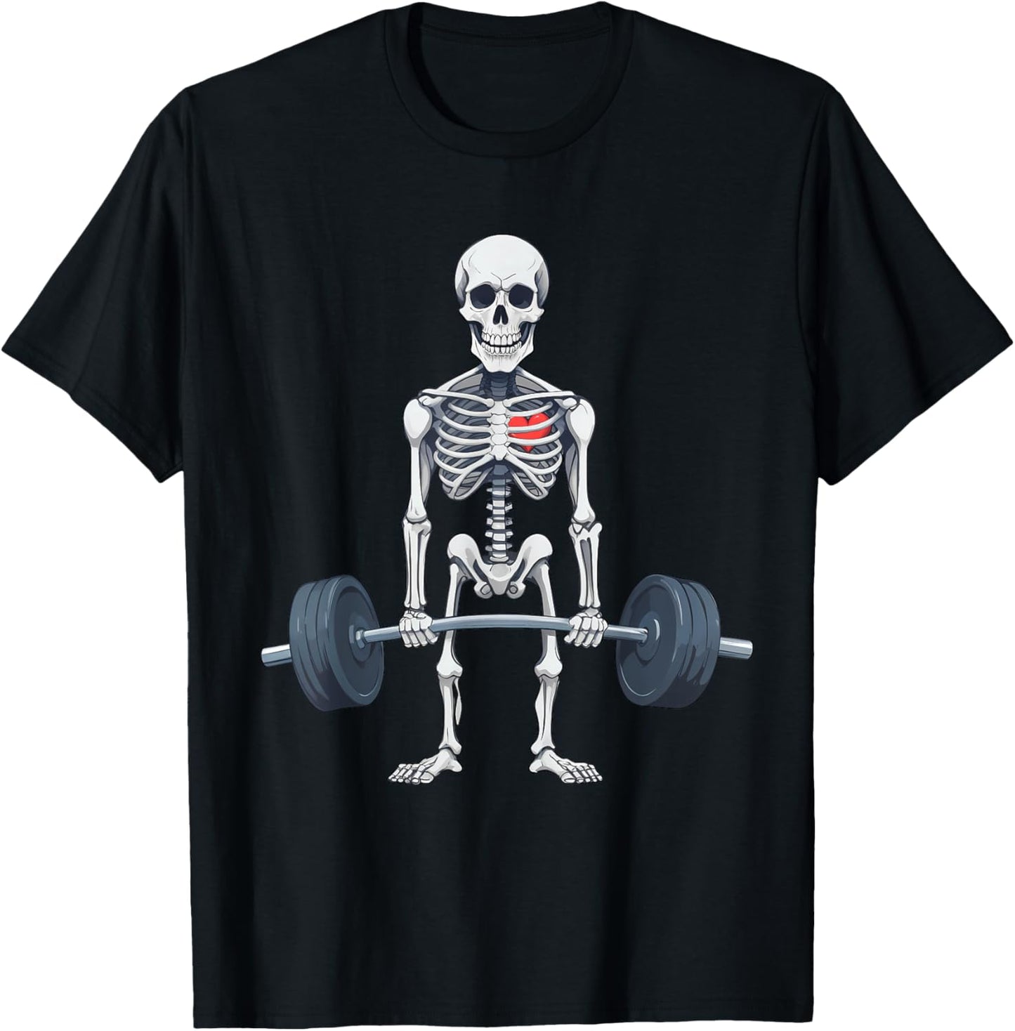 Halloween Skeleton Deadlift Funny Fitness Weightlifting Gym T-Shirt - T-Shirt | Black