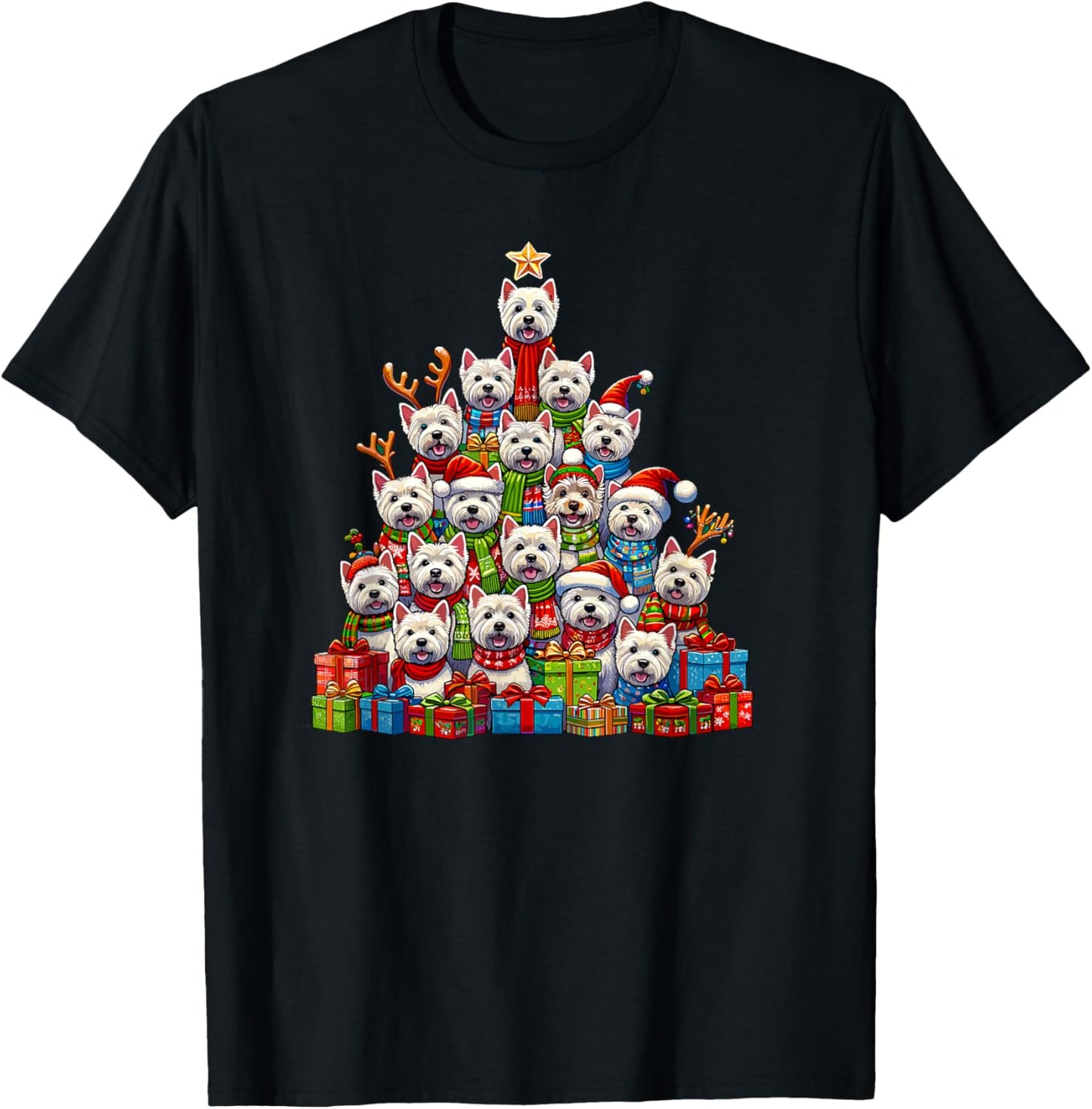 Christmas Tree West Highland White Terrier Westie T-Shirt - T-Shirt | Black