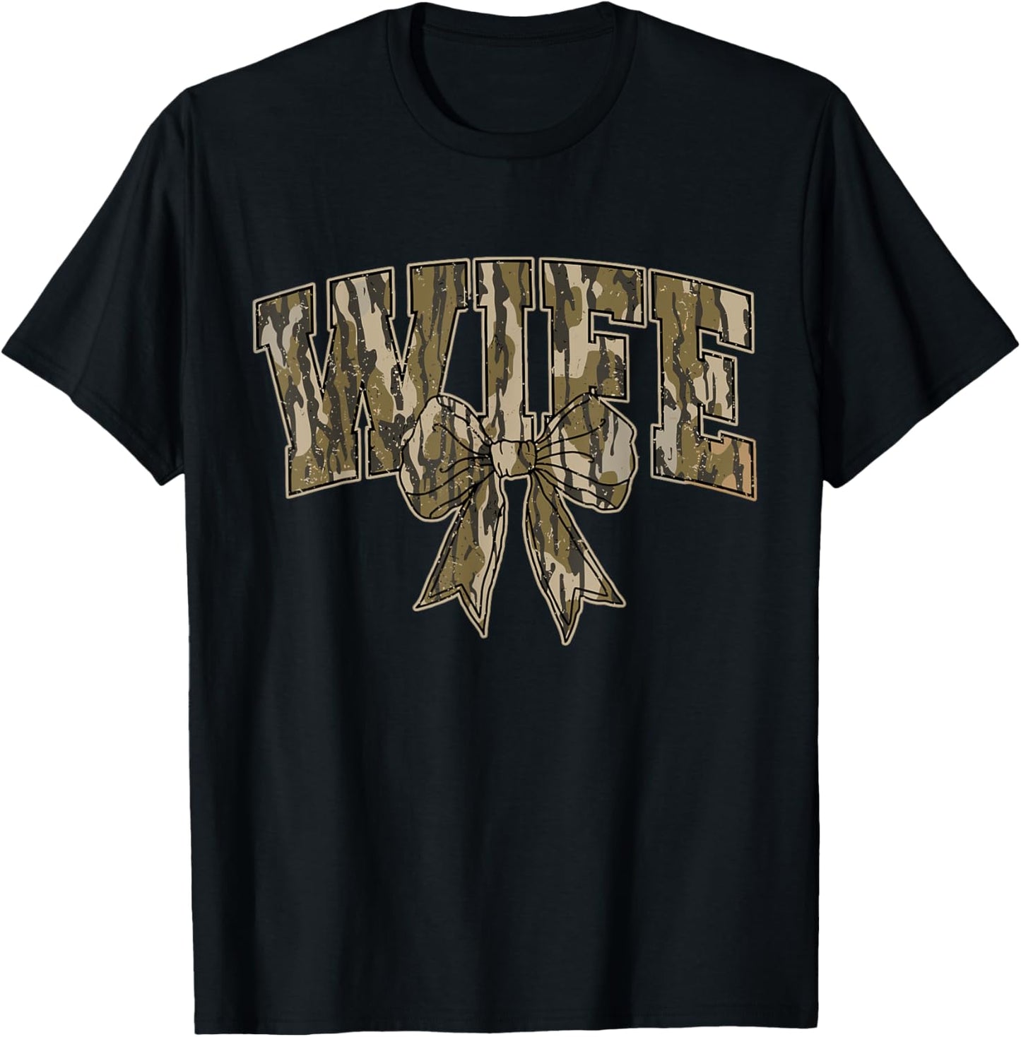Hunting Wife Camo Bow Hunting Season Wife Hunting Lover T-Shirt - T-Shirt | Black