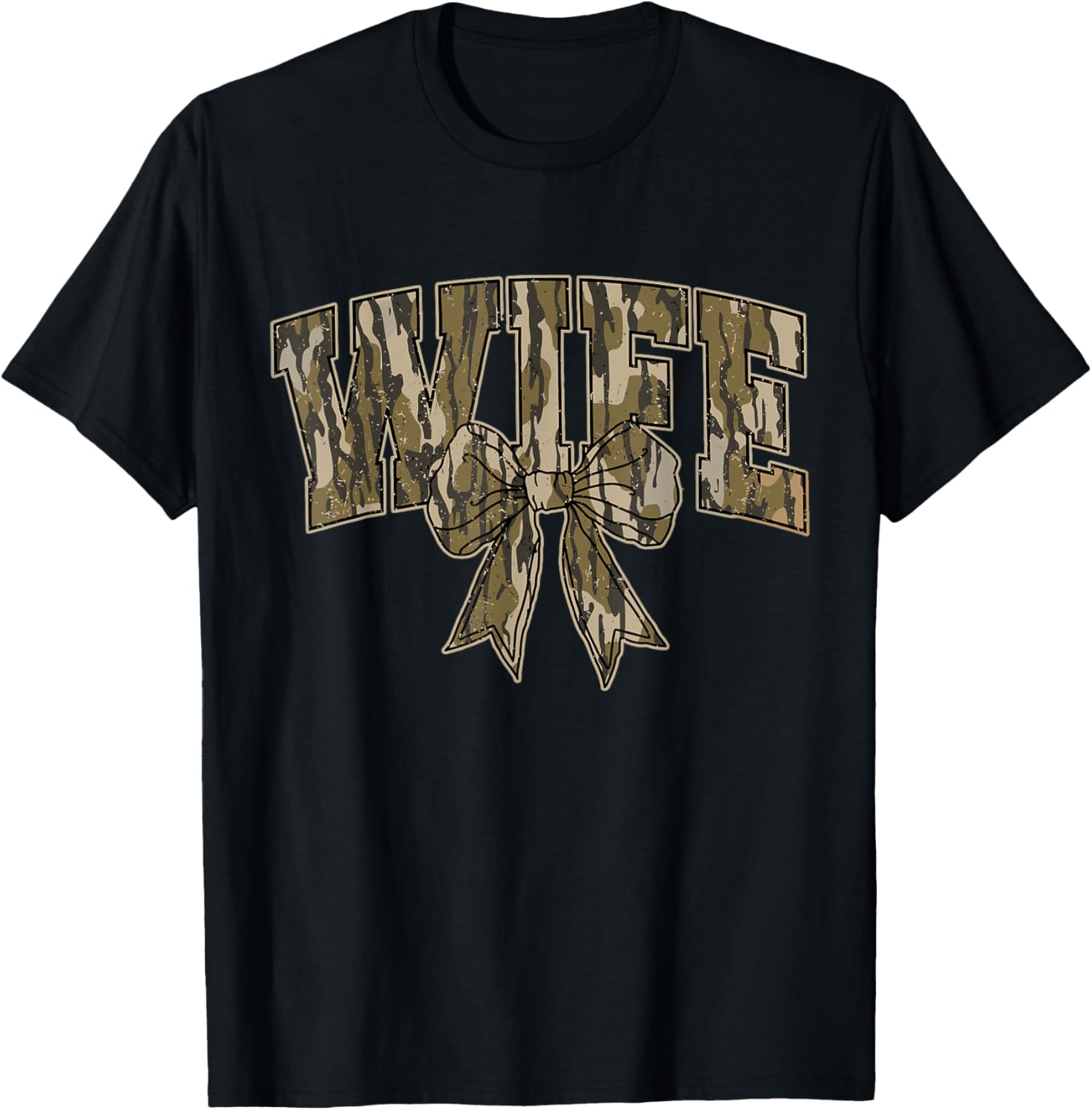 Hunting Wife Camo Bow Hunting Season Wife Hunting Lover T-Shirt - T-Shirt | Black