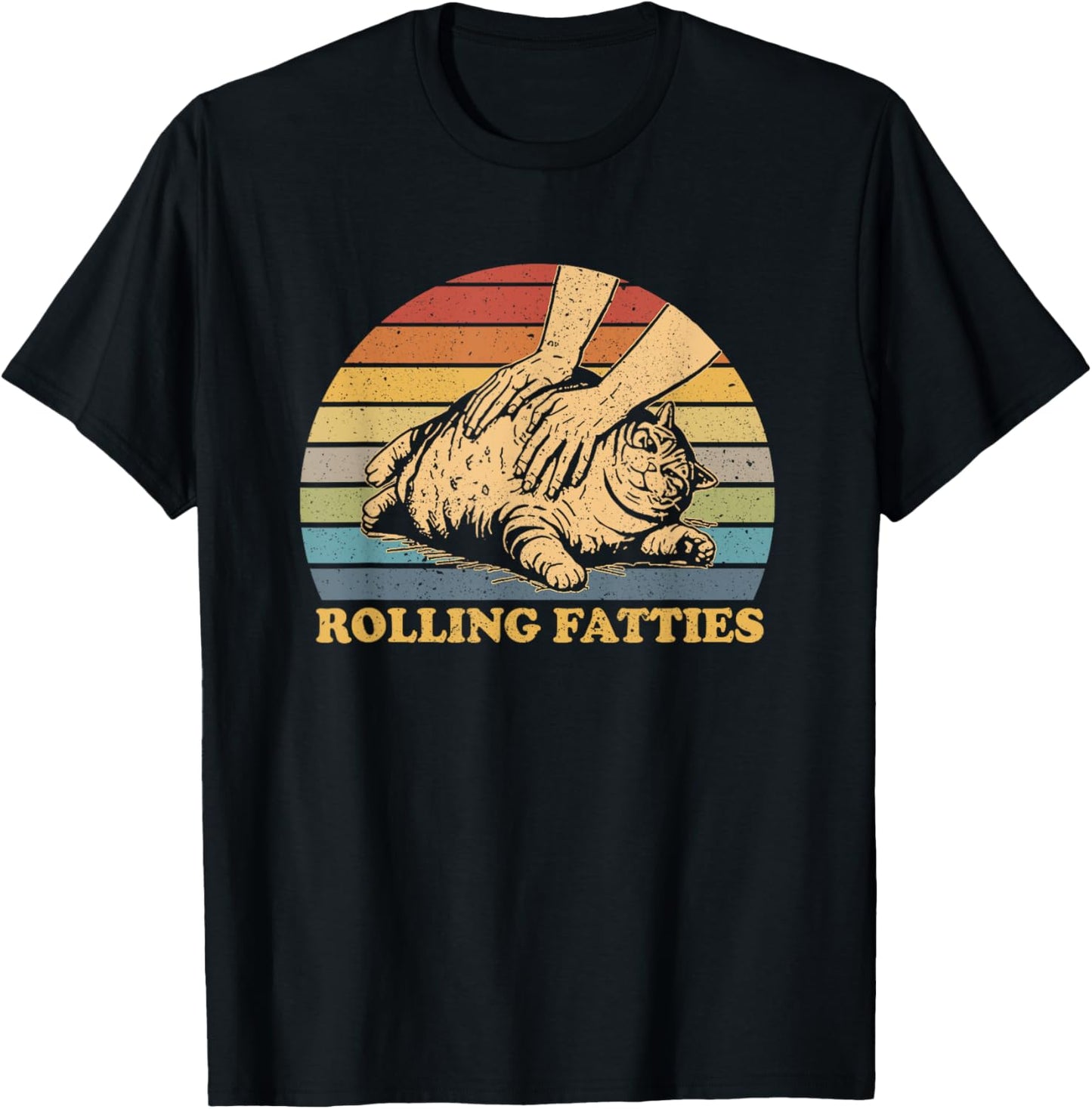 Cat Rolling Fatties Funny Men Women T-Shirt - T-Shirt | Black