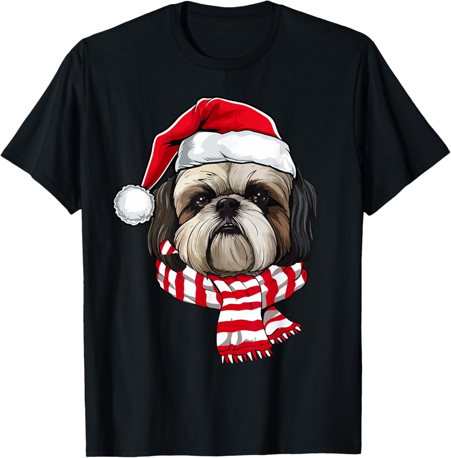 Santa Shih Tzu Christmas Dog Lover Men Women Kids T-Shirt - T-Shirt | Black