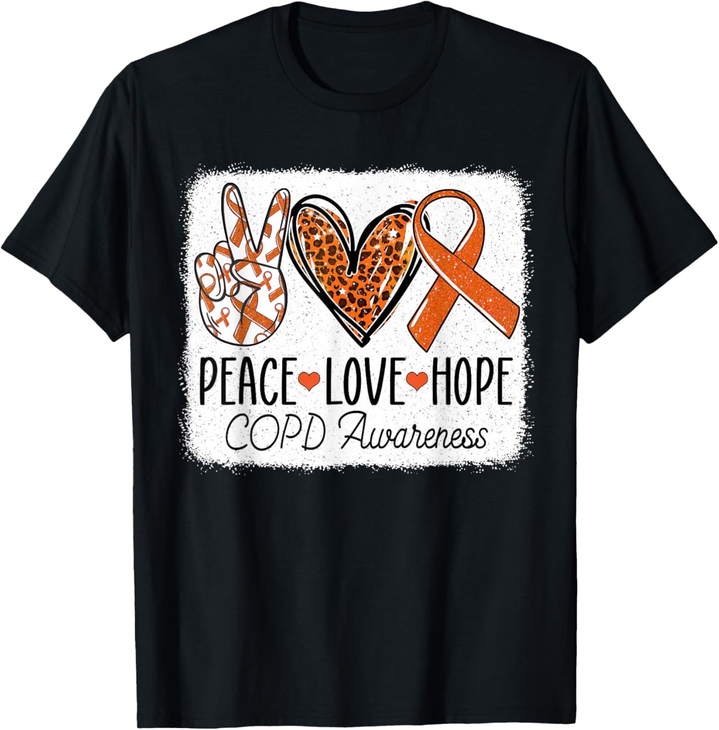 Peace Love Cure COPD Chronic Obstructive Pulmonary Disease T-Shirt - T-Shirt | Black