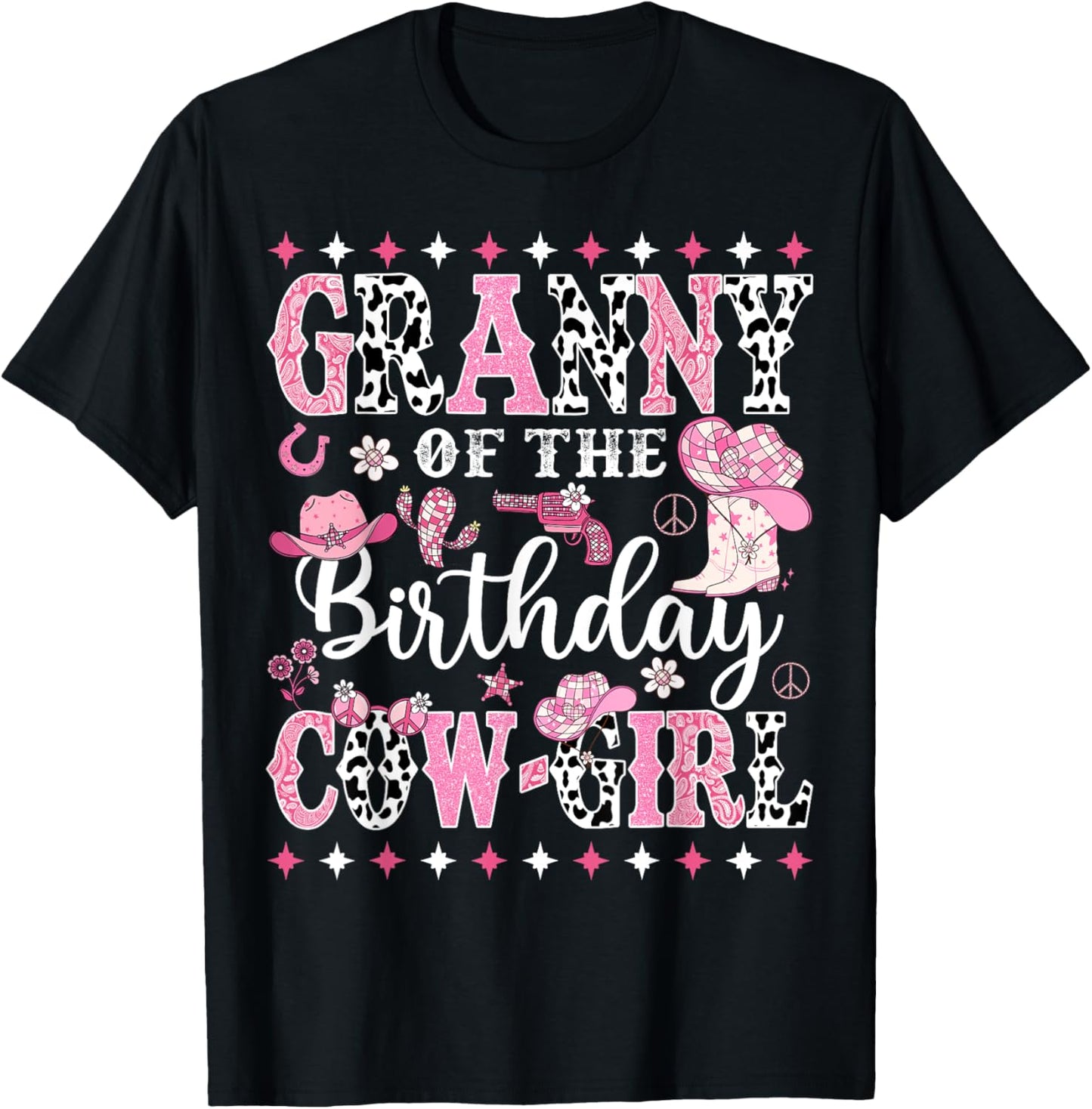 Granny Of The Birthday CowGirl Rodeo CowGirl Birthday T-Shirt - T-Shirt | Black
