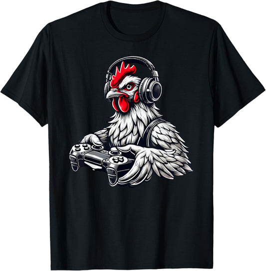Chicken Funny Video Games Graphic Chicken Gamers T-Shirt - T-Shirt | Black