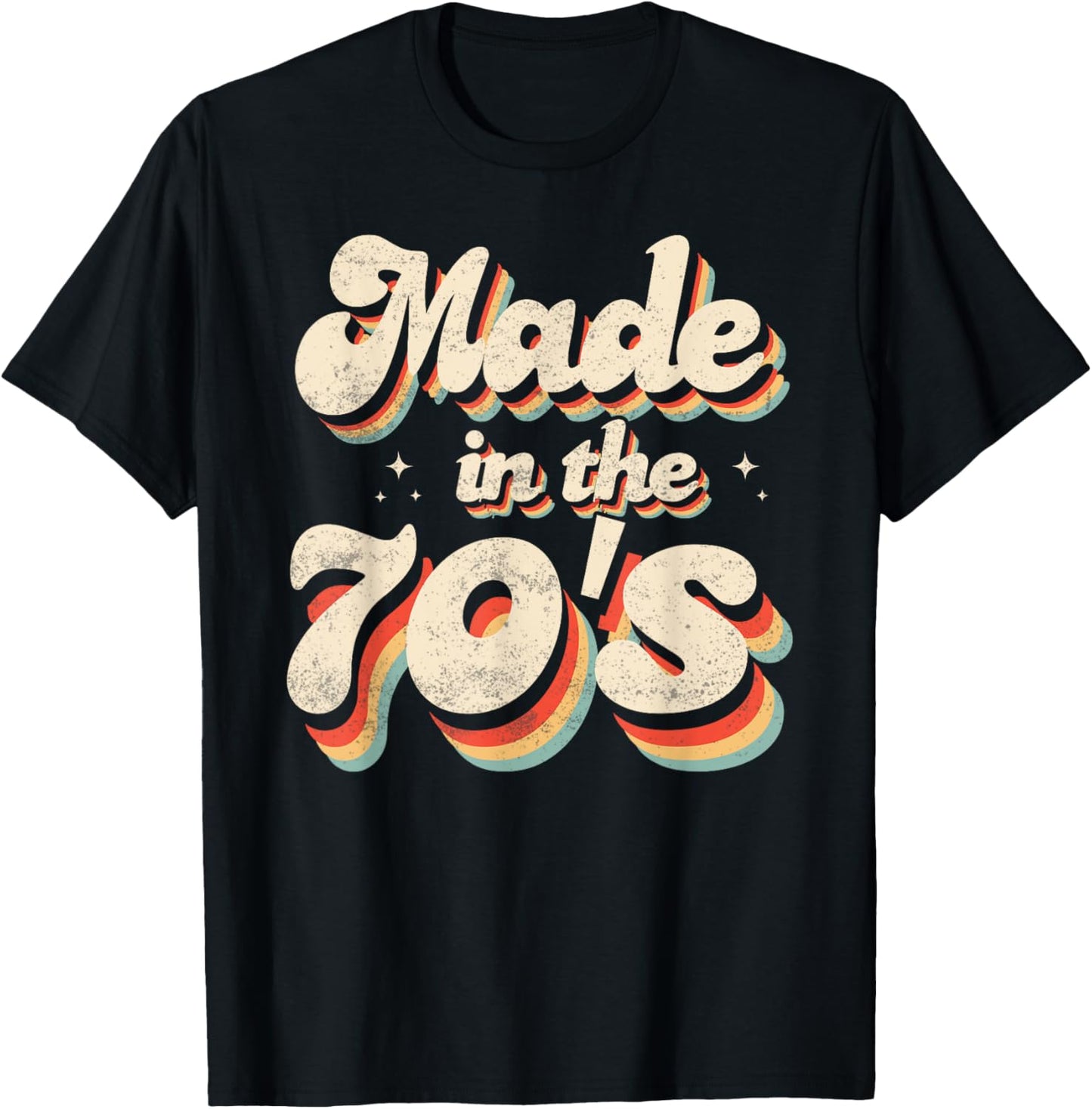 Retro Vintage 1970s Birthday Made in the 70s T-Shirt - T-Shirt | Black