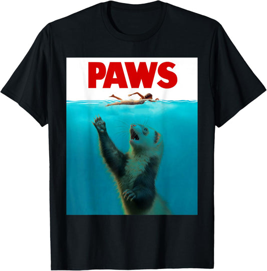 Paws Ferret Shark Parody Funny Ferret Owner Ferret Lovers T-Shirt - T-Shirt | Black