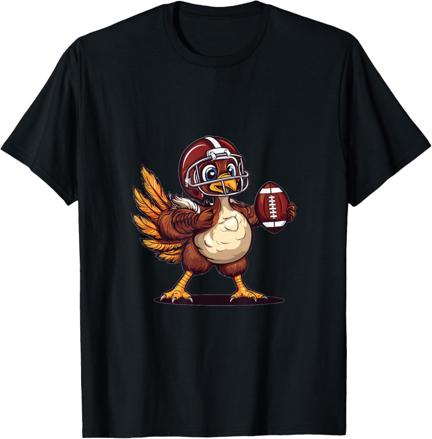 Thanksgiving Football Turkey Graphic T-Shirt - T-Shirt | Black