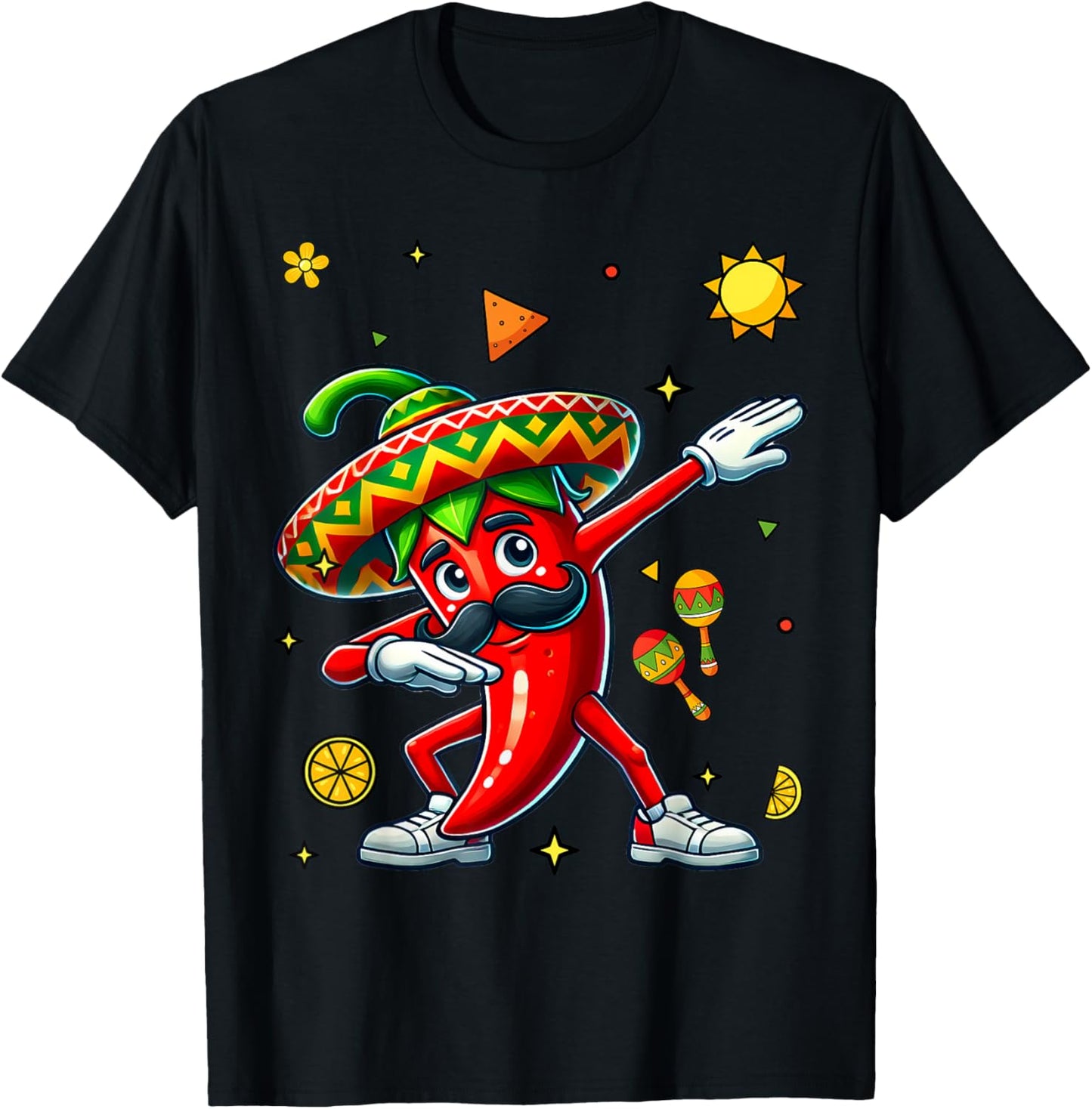 Cute Chili Dabbing Pepper Mexican Hot Jalapeno Dab T-Shirt - T-Shirt | Black