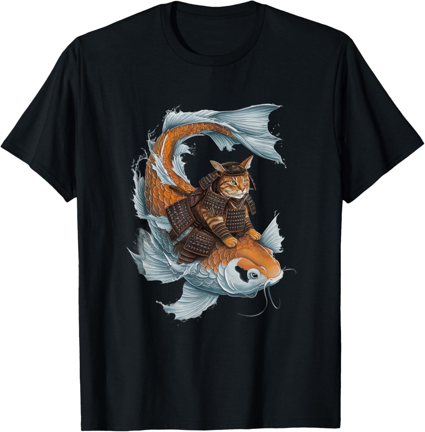 Samurai Cat Ninja Aesthetic Japanese Katana Tokyo culture T-Shirt - T-Shirt | Black