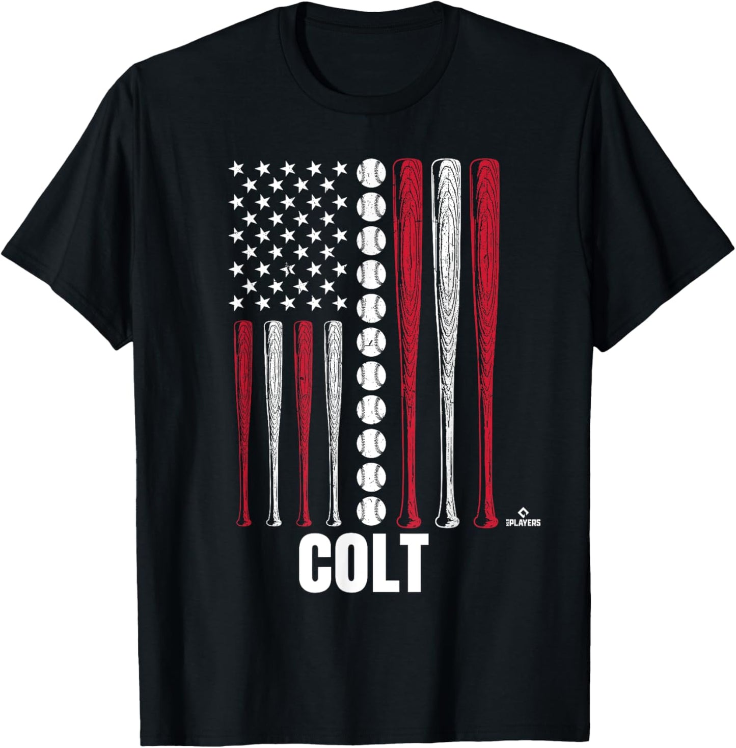 Baseball American Flag Colt Emerson Prospect Baseball Fan T-Shirt - T-Shirt | Black