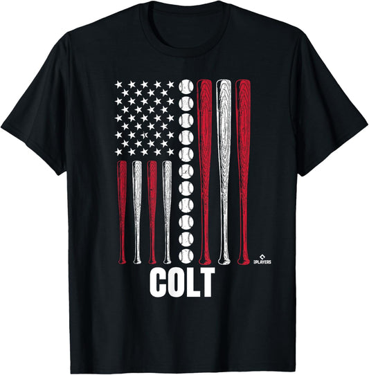 Baseball American Flag Colt Emerson Prospect Baseball Fan T-Shirt - T-Shirt | Black