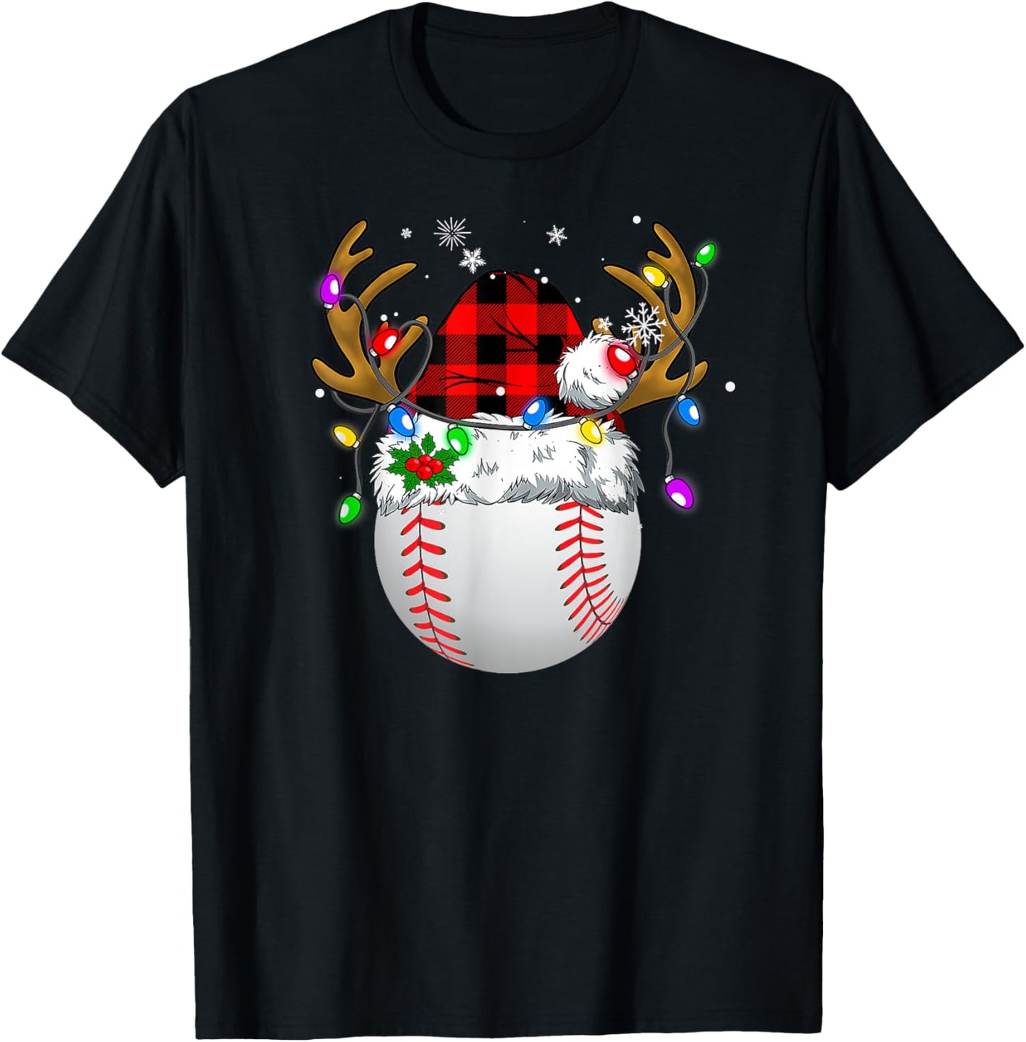 Baseball Santa Sports Men Boys Christmas Baseball Player T-Shirt - T-Shirt | Black