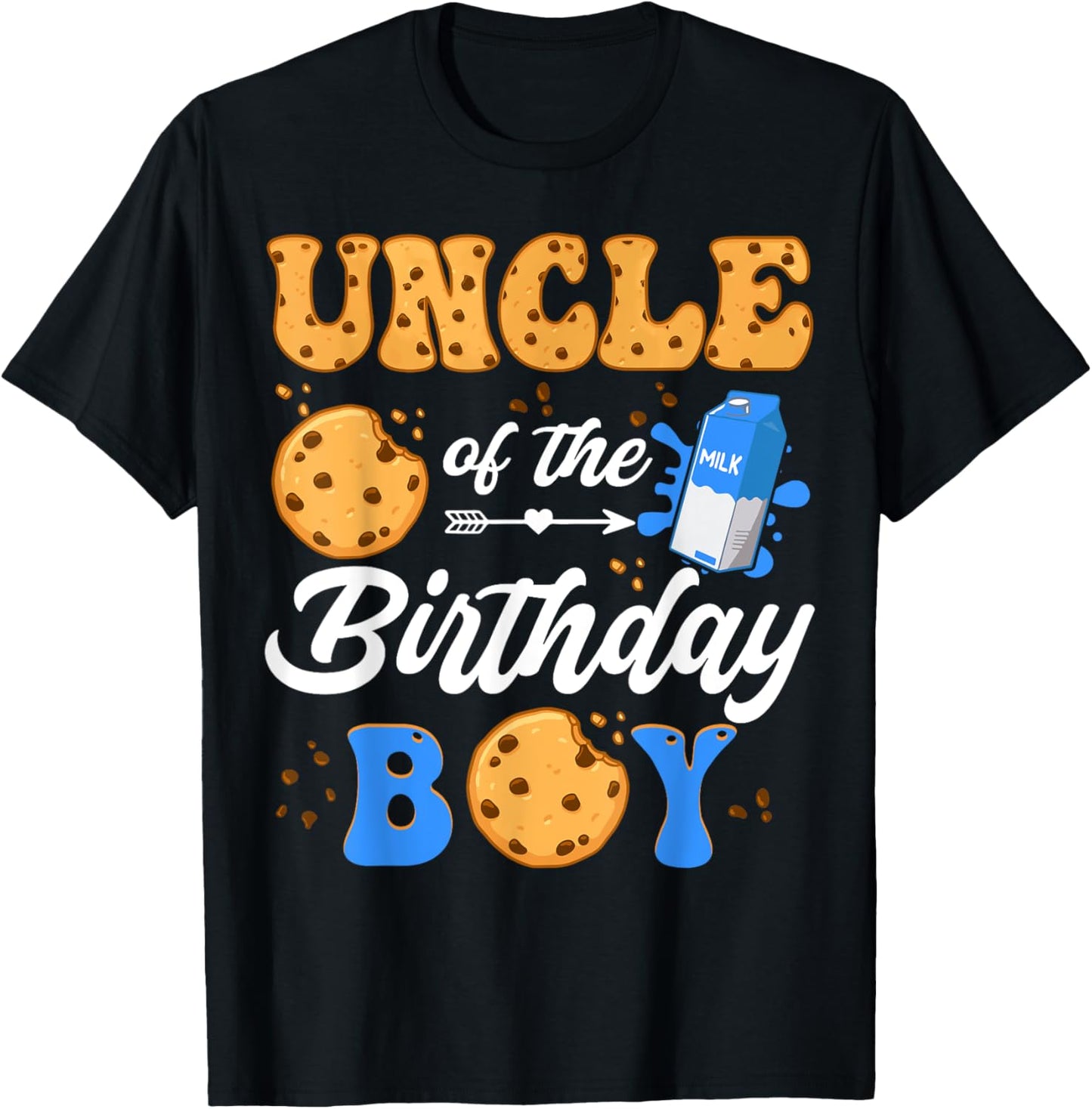 Uncle Of The Birthday Boy Milk And Cookies 1St Birthday T-Shirt - T-Shirt | Black