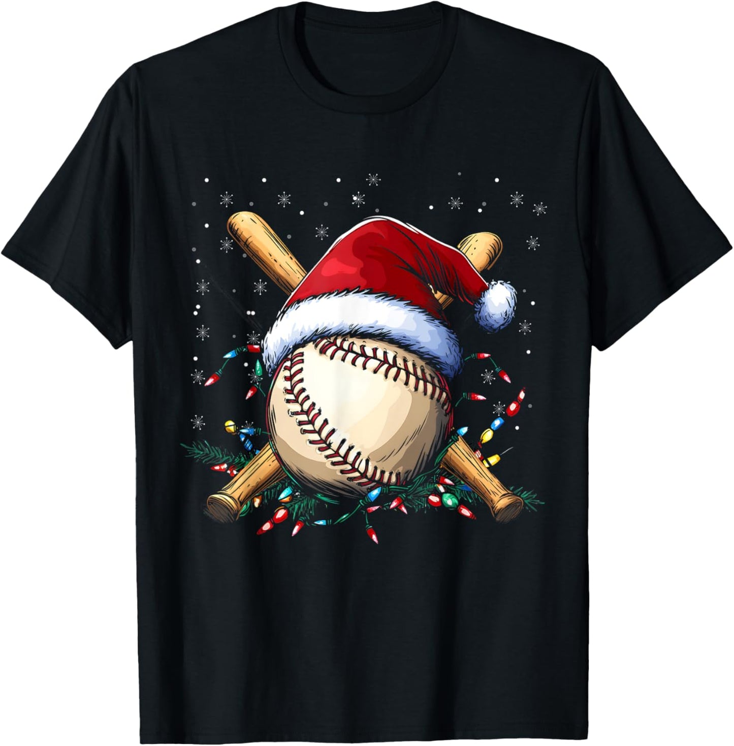 Santa Sports Design Boys Christmas Baseball Player T-Shirt - T-Shirt | Black