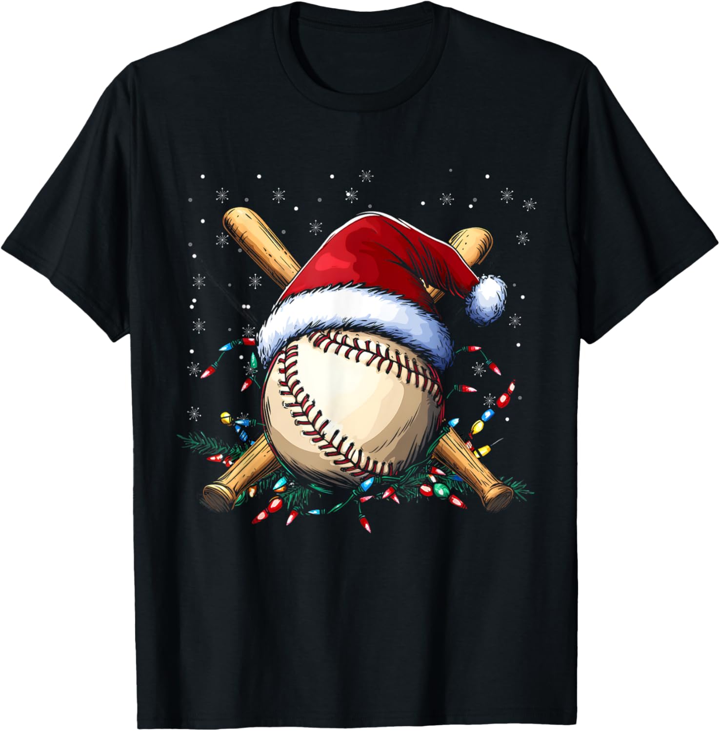 Santa Sports Design Boys Christmas Baseball Player T-Shirt - T-Shirt | Black