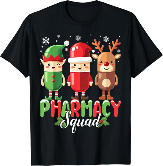 Pharmacy Squad Christmas Costume Funny Pills Pharmacist T-Shirt - T-Shirt | Black