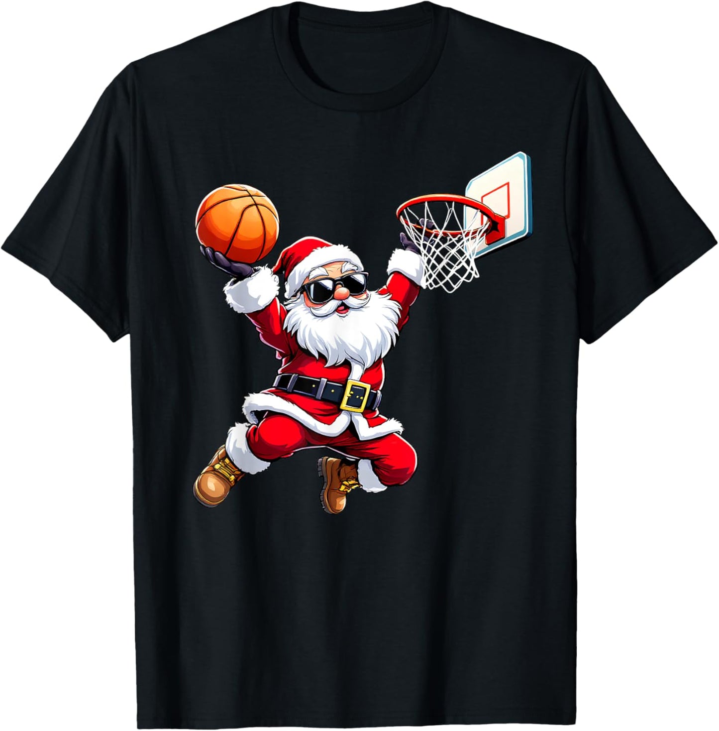 Christmas Santa Claus Dunking A Basketball Boys Kids T-Shirt - T-Shirt | Black