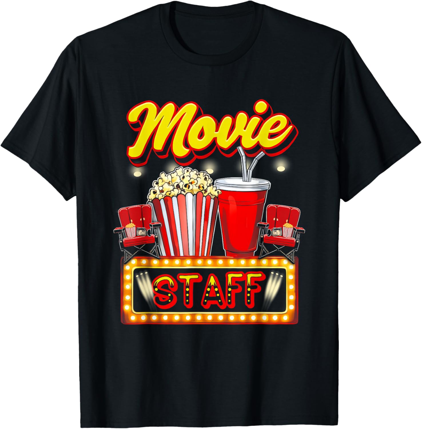 Movie Staff Party Night Behind Scenes Awesomeness Popcorn T-Shirt - T-Shirt | Black