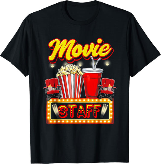 Movie Staff Party Night Behind Scenes Awesomeness Popcorn T-Shirt - T-Shirt | Black