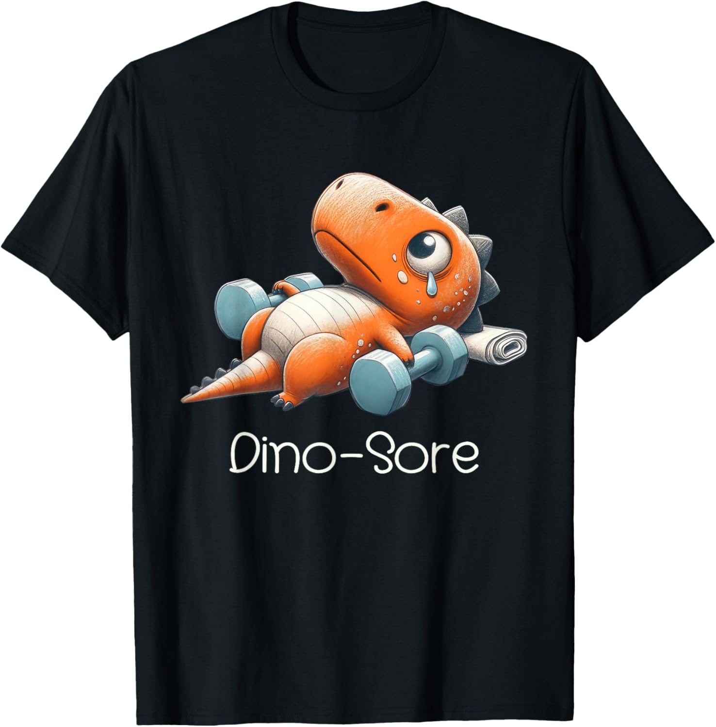 Funny Gym Workout Dinosaur Weight Lifting Gym Dino Sore T-Shirt - T-Shirt | Black