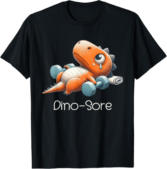 Funny Gym Workout Dinosaur Weight Lifting Gym Dino Sore T-Shirt - T-Shirt | Black