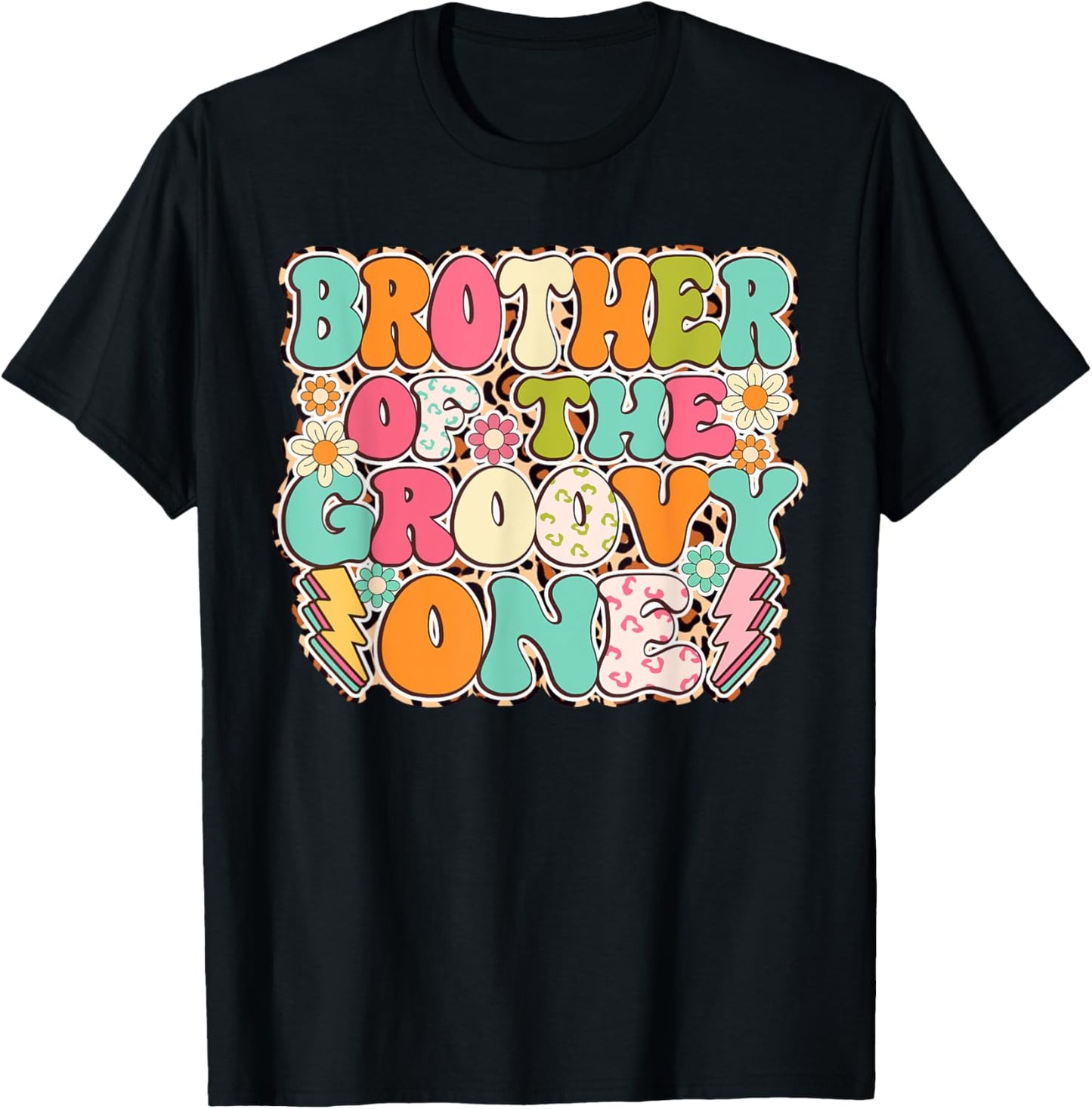 Retro Brother of Groovy One Matching Family 1st Birthday T-Shirt - T-Shirt | Black