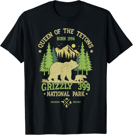 Bear Lovers Queen Of The Tetons Grizzly 399 National Park T-Shirt - T-Shirt | Black