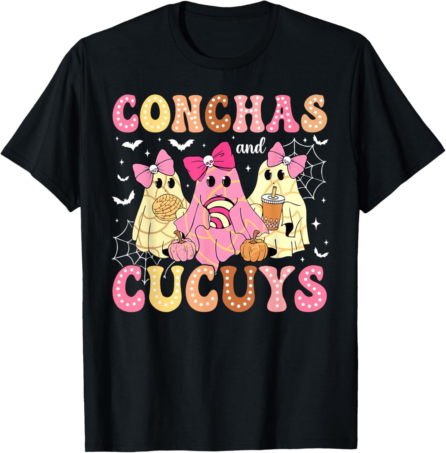 Cute Conchas And Cucuys Ghost Funny Halloween Mexican Ghost T-Shirt - T-Shirt | Black