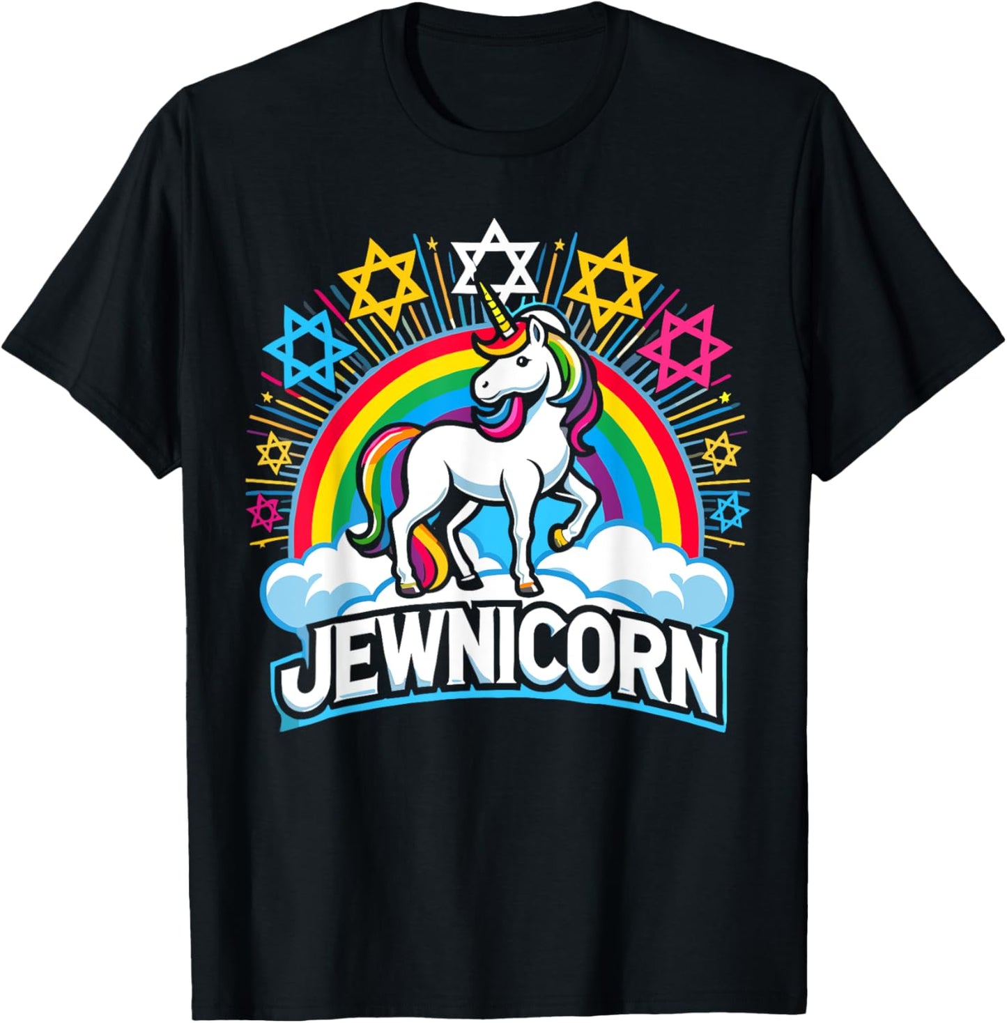 Hanukkah Funny Jewnicorn Jewish Unicorn T-Shirt - T-Shirt | Black