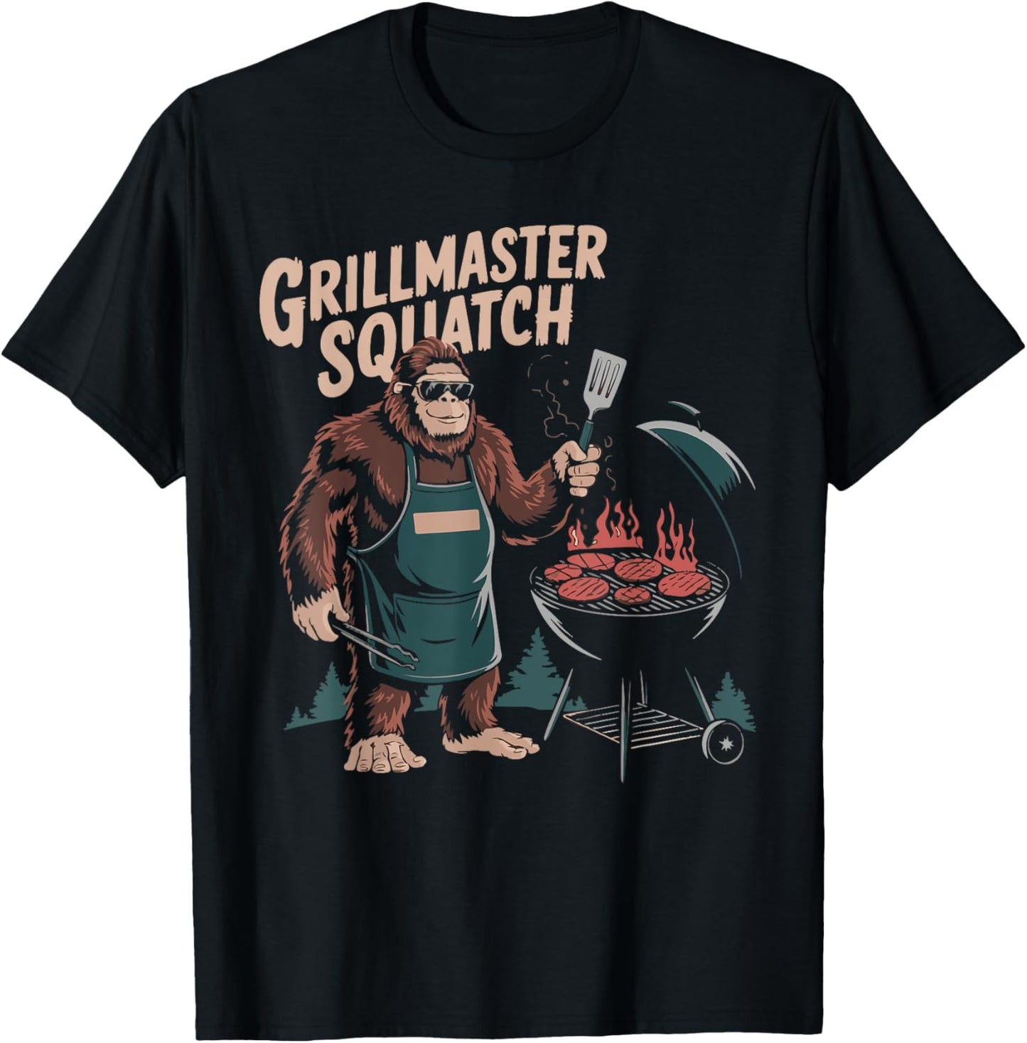 Grillmaster Sasquatch BBQ Lover Funny Grilling Barbeque T-Shirt - T-Shirt | Black