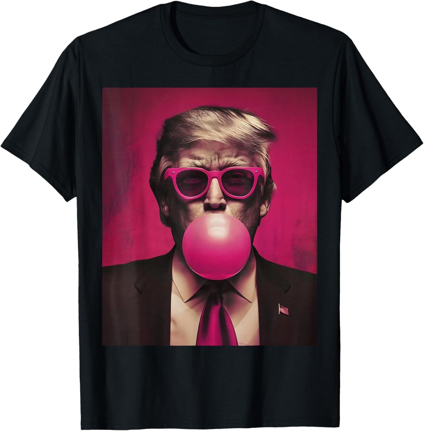 Trump Pink Bubblegum Trump Blowing Bubble Gum Vote Trump T-Shirt - T-Shirt | Black