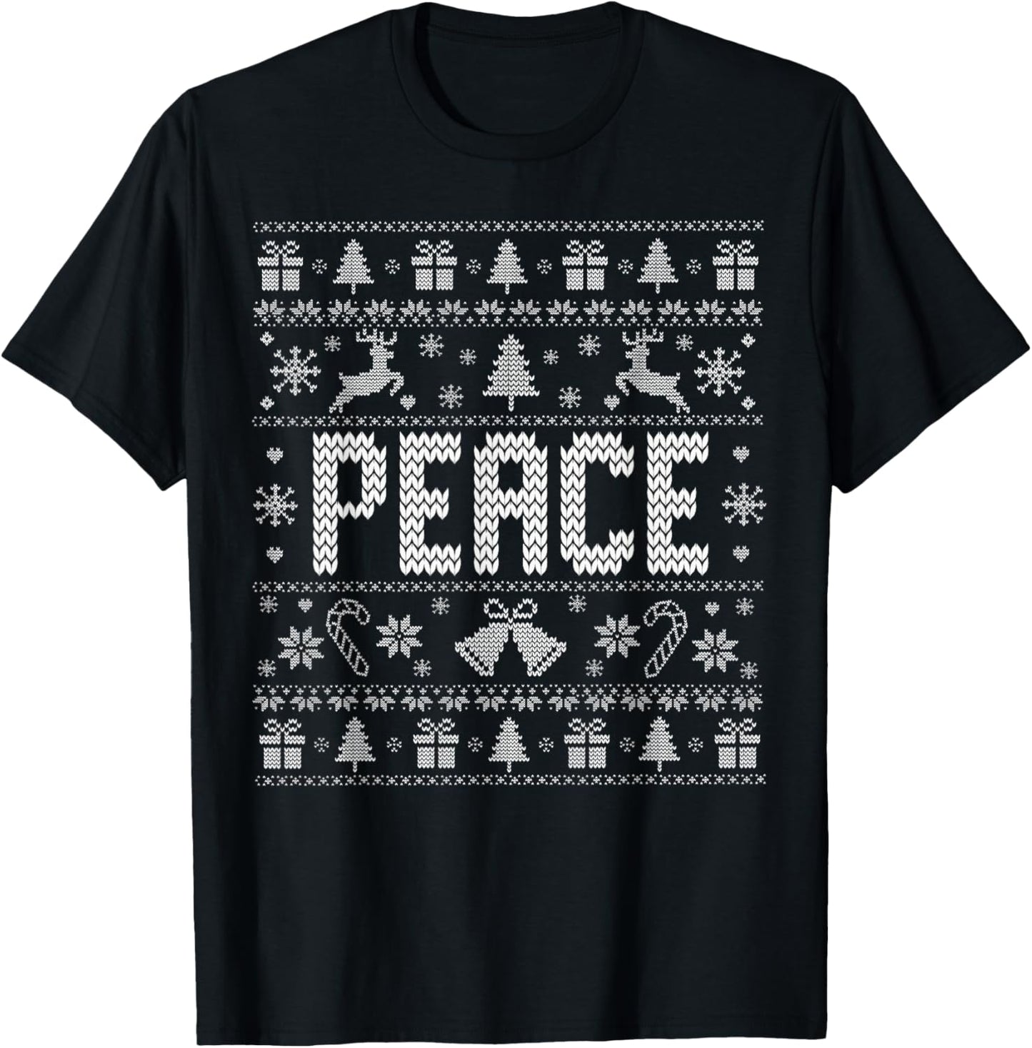 Peace I Come In Peace Merry Christmas Pajamas Couples Ugly T-Shirt - T-Shirt | Black
