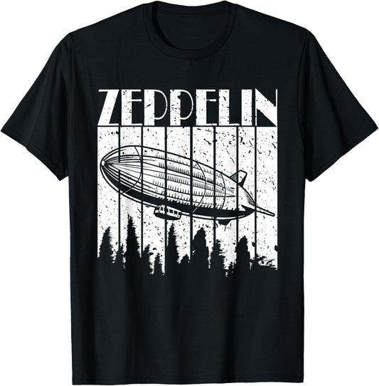 Vintage Zeppelin Funny Sunset Airship Pilot Dirigible Lovers T-Shirt - T-Shirt | Black