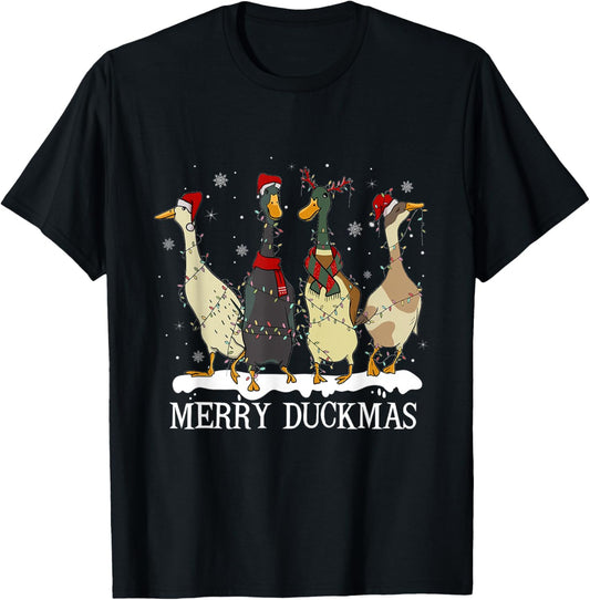 Merry Duckmas Funny Ducks Christmas Holiday Duck Lover T-Shirt - T-Shirt | Black
