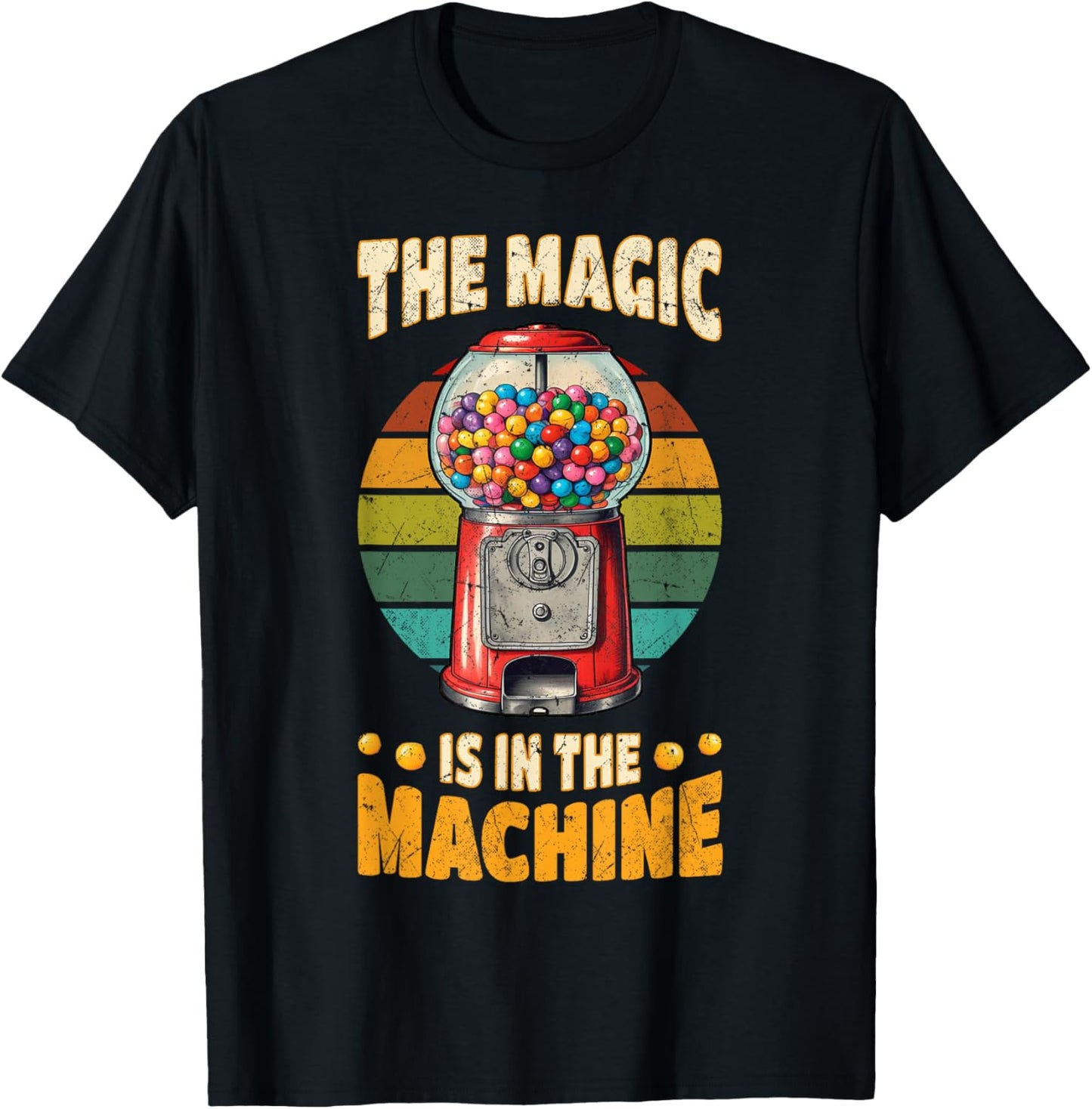 Gumball Machine Candy Bubble Gum Vintage Lover Retro T-Shirt - T-Shirt | Black