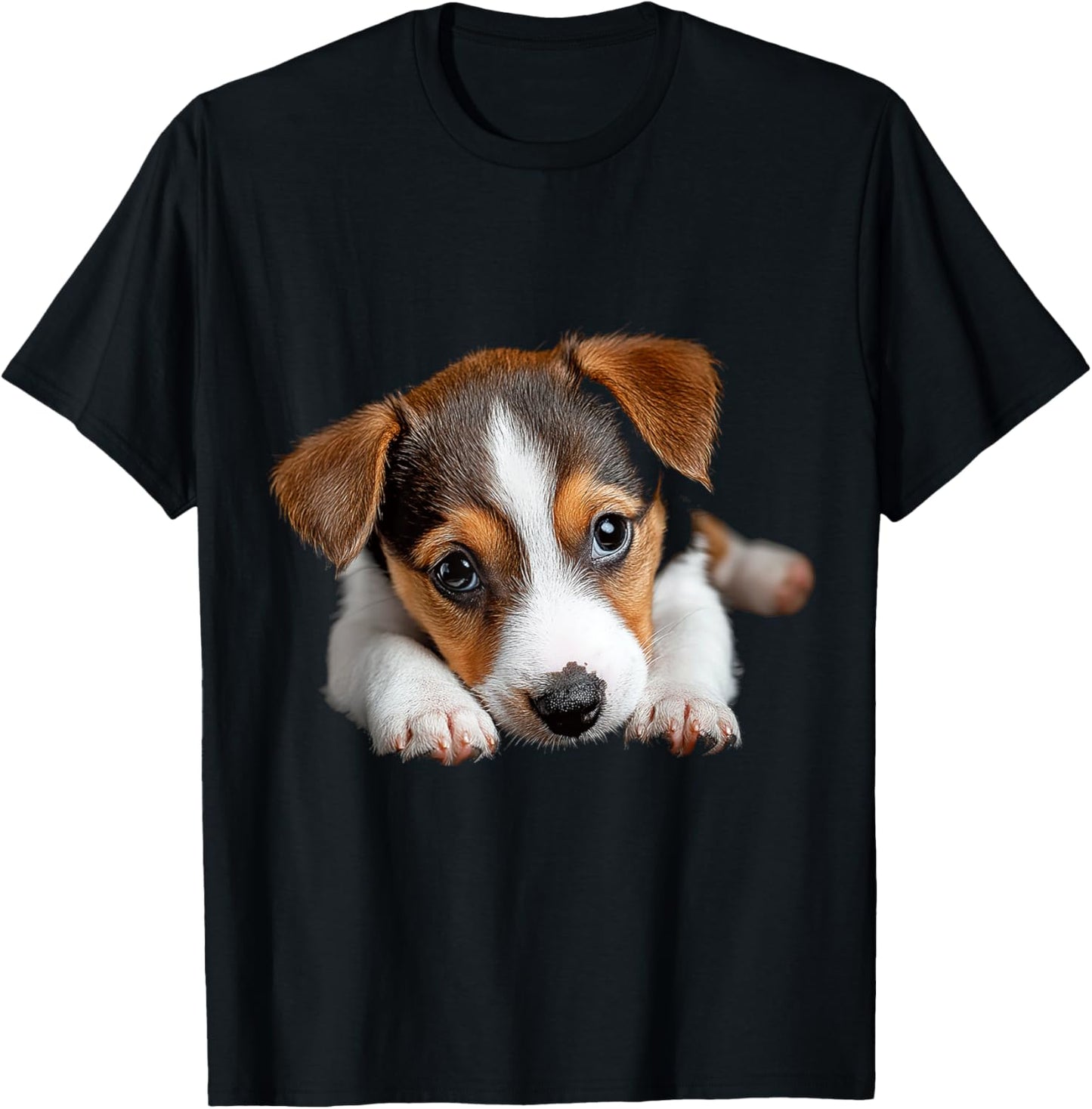 DogtastiQ -Adults & Kids Puppy Graphic Cartoon , Black, Small, Short Sleeve T-Shirt - T-Shirt | Black
