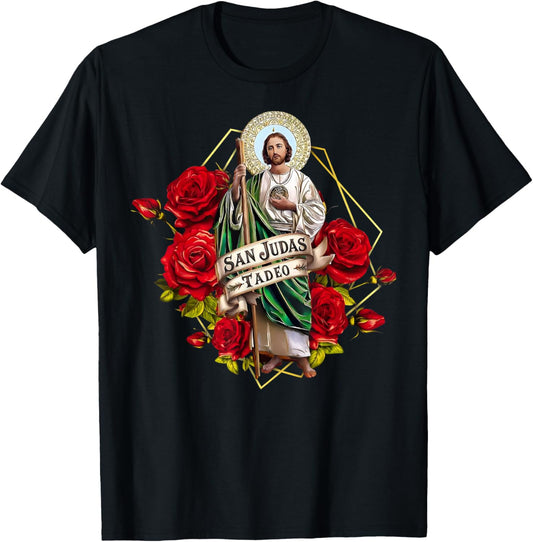 San Judas Tadeo Saint Jude Thaddeus T-Shirt - T-Shirt | Black