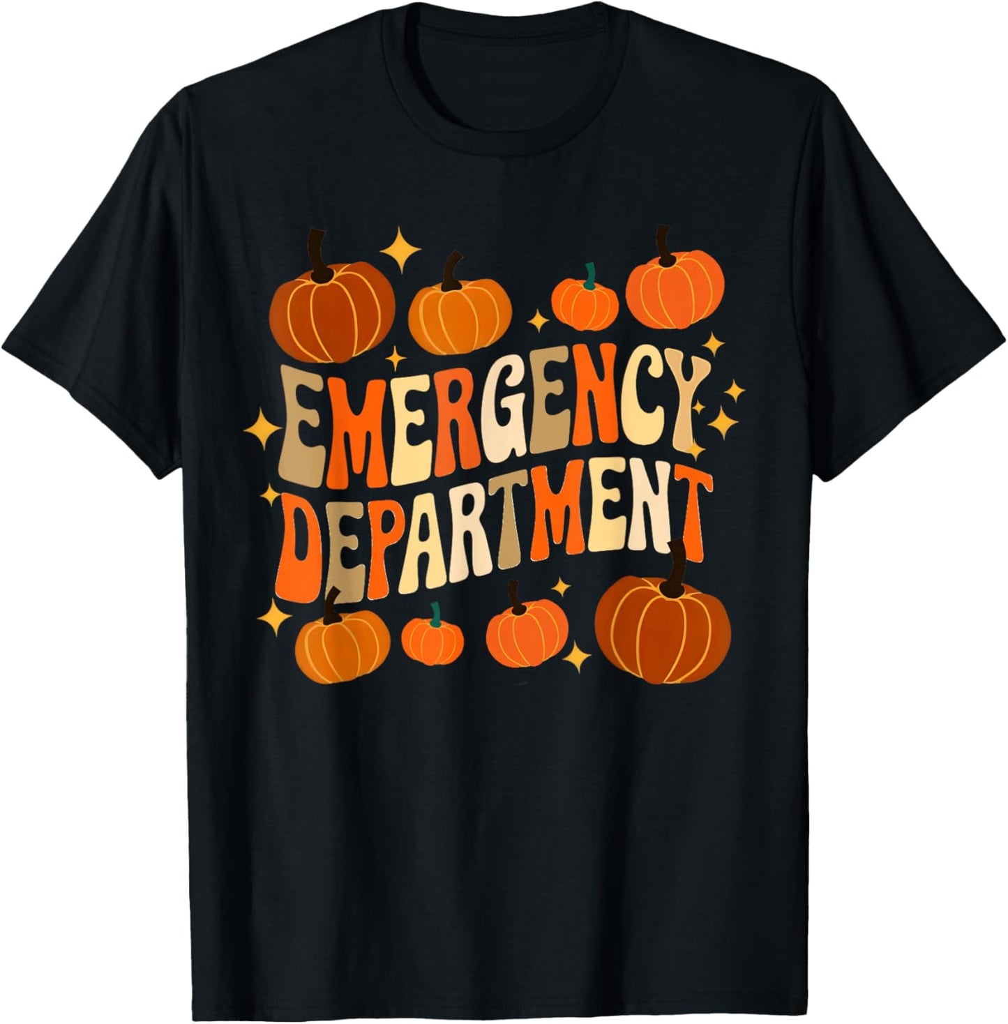 Funny ER Nurse Thanksgiving Emergency Dept Groovy T-Shirt - T-Shirt | Black